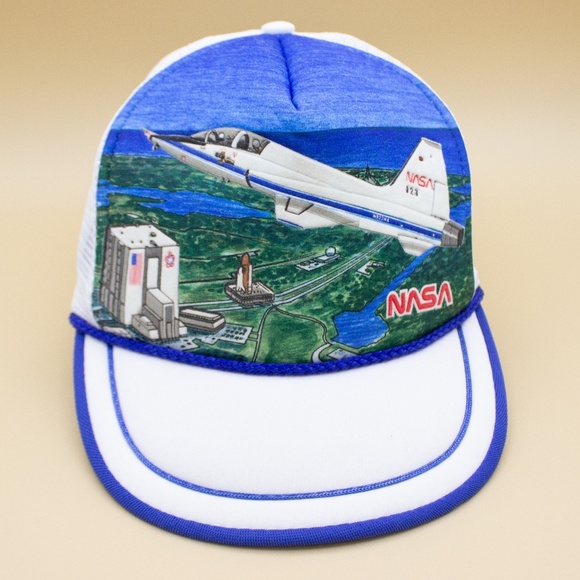 Vintage 80s NASA Kennedy Space Center Kandi Tops Foam front Mesh back Youth size - Picture 1 of 7